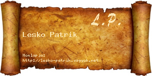 Lesko Patrik névjegykártya